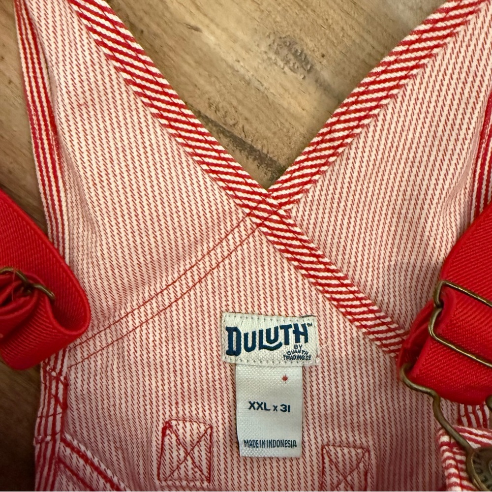 Womens Duluth trading co railroad striped double knee denim bib overalls sz XXL - Picture 5 of 5